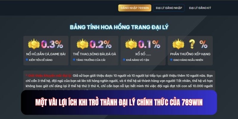 Một vài lợi ích khi trở thành đại lý chính thức của 789WIN